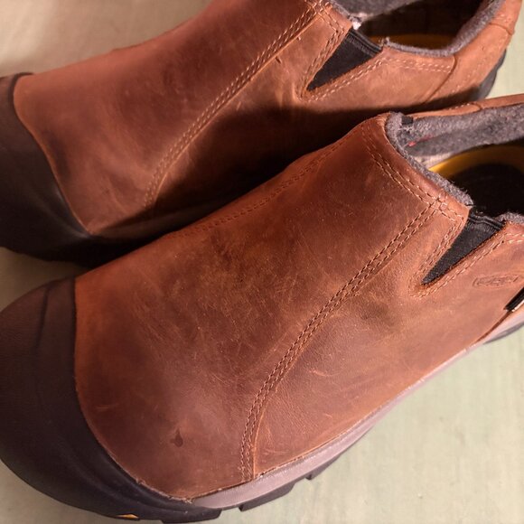 Mens Keen Brixen Low Waterproof Brown Leather Slip On Soft Toe Shoe Size 8 - Picture 1 of 12